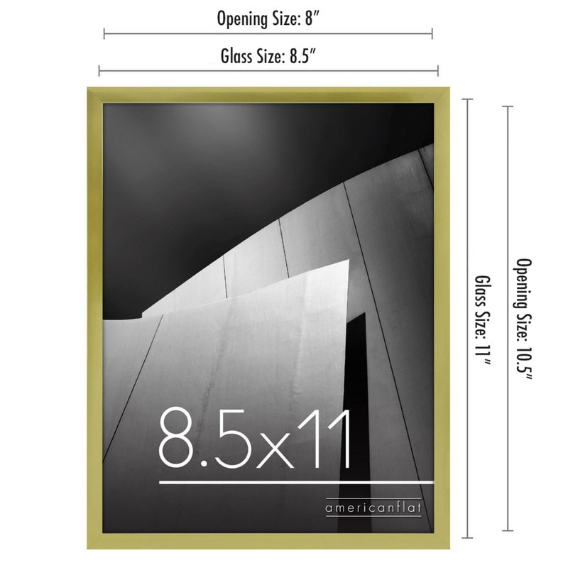Americanflat 8.5x11 Picture Frame with Shatter-Resistant Glass - Streamline Collection - Thin Border Photo Frame for Tabletop and Wall Display - Hanging Hardware and Easel Stand Included - Gold - Image 2